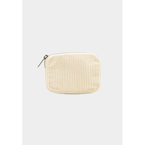 Porte-monnaie personnalisable en velours coton bio clair, vue de face, sans personnalisation visible.