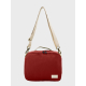 Sac isotherme rouge brique vu de face avec étiquette sans marquage visible. Sac isotherme rouge brique vu de face avec étiquette sans marquage visible.
