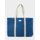 Sac de plage bleu roi vu de face avec étiquette sans marquage visible Sac de plage bleu roi vu de face avec étiquette sans marquage visible