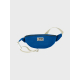Sac banane enfant bleu roi photographié de face sur fond uni avec fermeture zippée et sangle réglable claire, étiquette rectangu