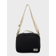 Sac isotherme noir vu de face avec étiquette et marquage visible. Sac isotherme noir vu de face avec étiquette et marquage visible.