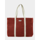 Sac de plage brique vu de face avec étiquette et marquage visible Sac de plage brique vu de face avec étiquette et marquage visible
