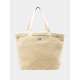 Sac boat en moumoute présenté à plat, vue de face, étiquette avec marquage visible. Sac boat en moumoute présenté à plat, vue de face, étiquette avec marquage visible.