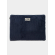 Housse ordinateur publicitaire personnalisable en velours coton bio foncé format S 13 pouces avec marquage visible centré sur la