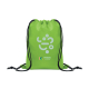 Sac à cordon pour enfant vert présenté de face sur fond blanc, avec cordons noirs visibles et personnalisation apparente sur la Sac à cordon pour enfant vert présenté de face sur fond blanc, avec cordons noirs visibles et personnalisation apparente sur la