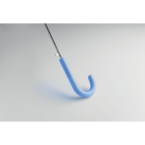 Détail de la poignée incurvée en plastique PP présenté sur fond clair, partie basse du mât visible, sans marquage visible.
