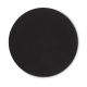 Tapis de souris rond vu côté verso, surface noire uniforme en caoutchouc antidérapant, sans personnalisation apparente.