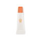 Tube de baume à lèvres présenté debout, vue de face avec corps blanc et capuchon coloré, personnalisation visible sur la face av Tube de baume à lèvres présenté debout, vue de face avec corps blanc et capuchon coloré, personnalisation visible sur la face av