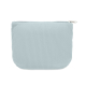 Trousse en velours côtelé présentée fermée sur fond blanc, vue de face avec surface textile uniforme et zip visible, sans person Trousse en velours côtelé présentée fermée sur fond blanc, vue de face avec surface textile uniforme et zip visible, sans person