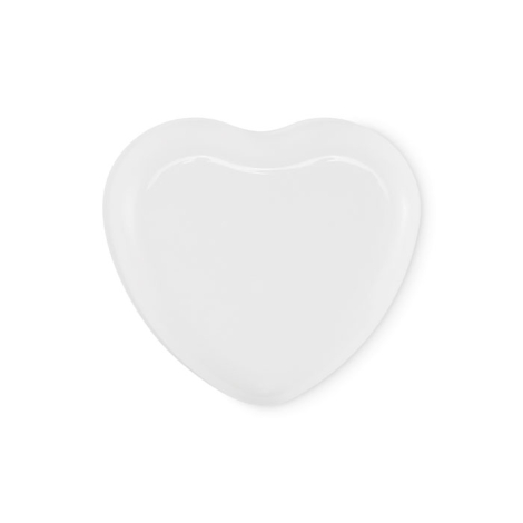 Couvercle de baume à lèvres seul sur fond blanc, en forme de cœur de couleur blanche, présenté sans marquage visible.