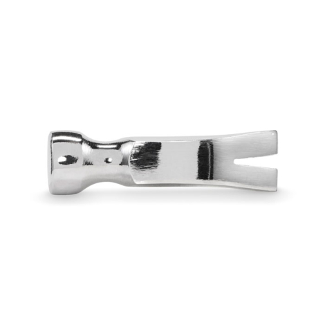 Détail d’un embout métallique à extrémité fendue présenté seul sur fond clair, sans personnalisation apparente.