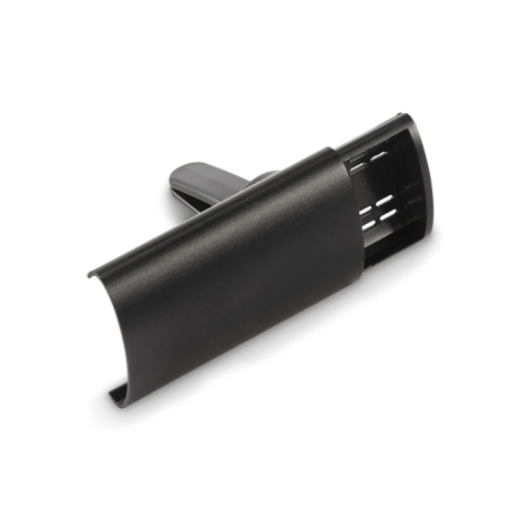 Désodorisant sans capot montrant la structure intérieure et le clip de fixation, sans marquage visible.