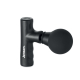 Pistolet de massage en ABS noir vu de profil avec tête sphérique et poignée texturée, marquage visible verticalement sur la poig