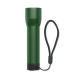 Lampe torche verte présentée verticalement avec dragonne visible, sans marquage visible. Lampe torche verte présentée verticalement avec dragonne visible, sans marquage visible.