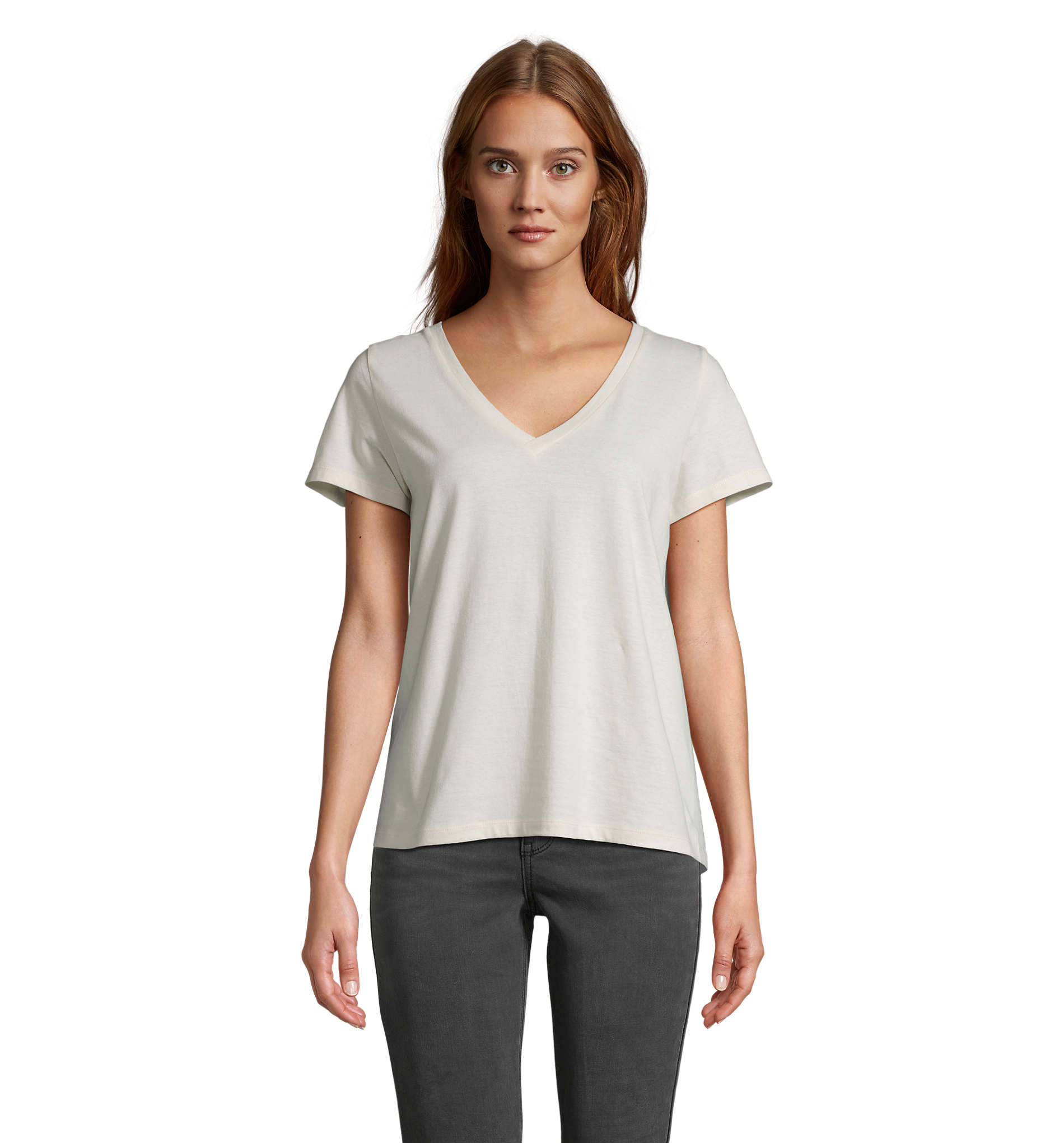 Tee-shirt femme col V 150 g/m² personnalisé REGENT V Ecru