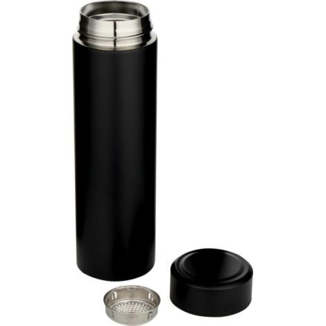 Vue rapprochée du corps d’une gourde noire, sans personnalisation apparente.