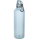 Bouteille d’eau bleu clair en vue rapprochée verticale, sans marquage apparent.