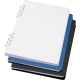 Pile de carnets A5 à couverture rigide en blanc, bleu et noir, présentés sans marquage visible.