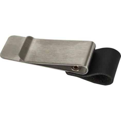 Gros plan sur l’extrémité de la pince en acier inoxydable montrant le système de fixation, sans marquage visible.