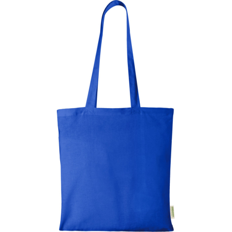 Sac bleu présenté de face, surface unie sans personnalisation apparente.