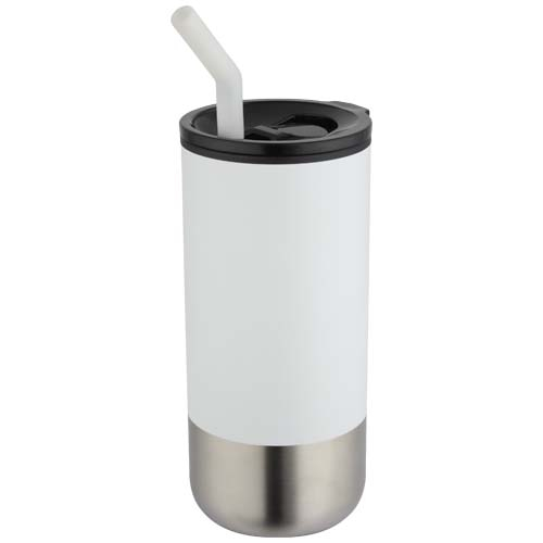 Gobelet 480 ml avec paille à personnaliser Grayson Blanc