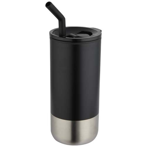 Gobelet 480 ml avec paille à personnaliser Grayson Noir