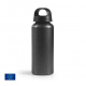 Bouteille noire effet texturé en aluminium recyclé, posée debout avec bouchon noir Bouteille noire effet texturé en aluminium recyclé, posée debout avec bouchon noir
