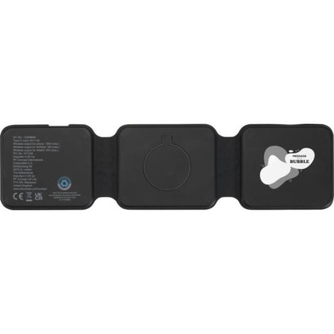 Vue intérieure d’un module noir du chargeur montrant la zone circulaire de charge, sans personnalisation apparente.