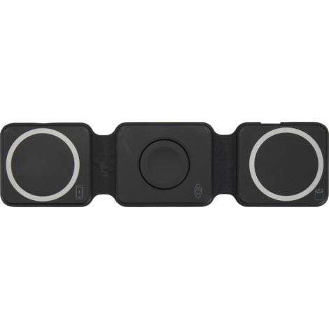 Vue intérieure d’un module noir du chargeur avec zone circulaire centrale et pictogramme de montre en partie inférieure, sans ma