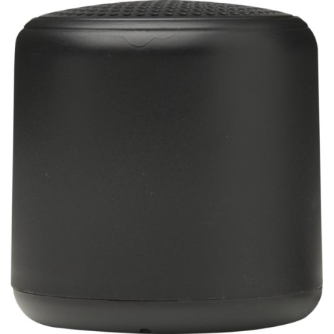 Enceinte noire présentée de face avec surface lisse et grille supérieure visible, sans marquage apparent.
