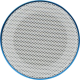 Vue du dessus d’une enceinte bleue mettant en évidence la grille perforée circulaire, sans marquage visible. Vue du dessus d’une enceinte bleue mettant en évidence la grille perforée circulaire, sans marquage visible.