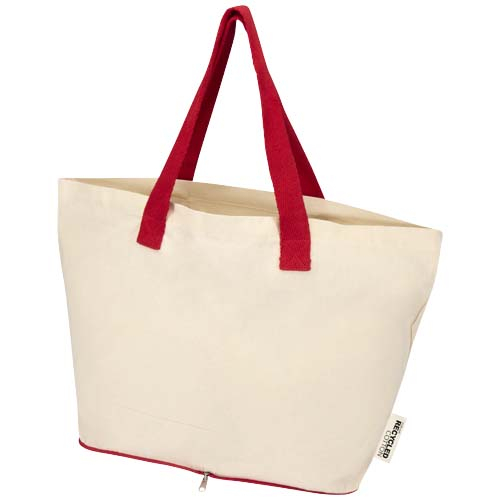 Sac shopping pliable à personnaliser 140 g/m² Sierra Naturel/Rouge