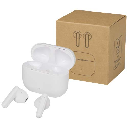 Oreillettes Bluetooth® recyclées promotionnelles Altais Blanc