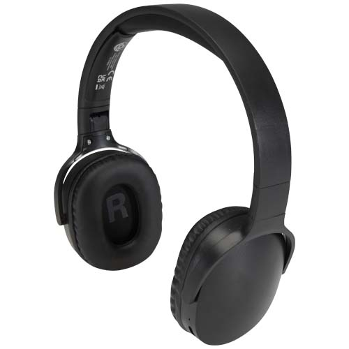 Casque Bluetooth® personnalisable en plastique recyclé Ancha Noir