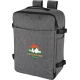 Sac cabine gris présenté de face avec grande poche frontale et personnalisation visible sur la surface de la poche avant.