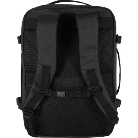 Vue arrière rapprochée du sac cabine montrant les bretelles rembourrées et le panneau dorsal respirant, sans marquage visible.
