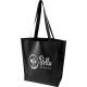 Cabas noir présenté de face avec anses noires et personnalisation visible sur la surface avant du sac.