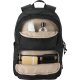 Sac à dos ordinateur noir ouvert montrant l’intérieur de la poche supérieure avec divers objets rangés, sans personnalisation vi Sac à dos ordinateur noir ouvert montrant l’intérieur de la poche supérieure avec divers objets rangés, sans personnalisation vi