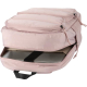 Sac à dos ordinateur rose partiellement ouvert révélant un ordinateur portable dans le compartiment principal, sans marquage vis Sac à dos ordinateur rose partiellement ouvert révélant un ordinateur portable dans le compartiment principal, sans marquage vis