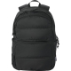 Sac à dos ordinateur noir matelassé présenté de face avec deux poches frontales zippées, sans personnalisation visible. Sac à dos ordinateur noir matelassé présenté de face avec deux poches frontales zippées, sans personnalisation visible.