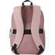 Vue arrière rapprochée d’un sac à dos ordinateur rose montrant les bretelles rembourrées et le panneau dorsal en maille, sans ma Vue arrière rapprochée d’un sac à dos ordinateur rose montrant les bretelles rembourrées et le panneau dorsal en maille, sans ma