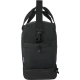 Vue latérale d’un sac de voyage noir avec poche zippée et point d’attache pour la sangle d’épaule, sans personnalisation visible