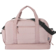 Sac de voyage matelassé rose présenté de face avec poche frontale zippée, sans marquage visible.