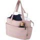 Cabas pour ordinateur rose ouvert montrant l’intérieur avec un ordinateur portable et divers objets rangés, sans personnalisatio