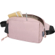 Sac banane rose ouvert montrant le compartiment intérieur avec un carnet et un stylo rangés, sans personnalisation visible. Sac banane rose ouvert montrant le compartiment intérieur avec un carnet et un stylo rangés, sans personnalisation visible.