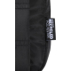Vue rapprochée du côté d’un sac banane noir avec étiquette latérale, sans marquage visible. Vue rapprochée du côté d’un sac banane noir avec étiquette latérale, sans marquage visible.