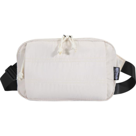 Sac banane beige présenté de face avec cordon supérieur visible, sans personnalisation apparente.