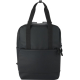 Sac à dos isotherme noir présenté de face avec poche frontale zippée, sans marquage visible.