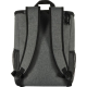 Vue arrière d’un sac à dos pique-nique isotherme gris montrant bretelles rembourrées et panneau dorsal, sans marquage visible.