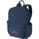 Sac à dos ordinateur bleu présenté de face avec poche frontale zippée et personnalisation visible sur la surface de la poche ava